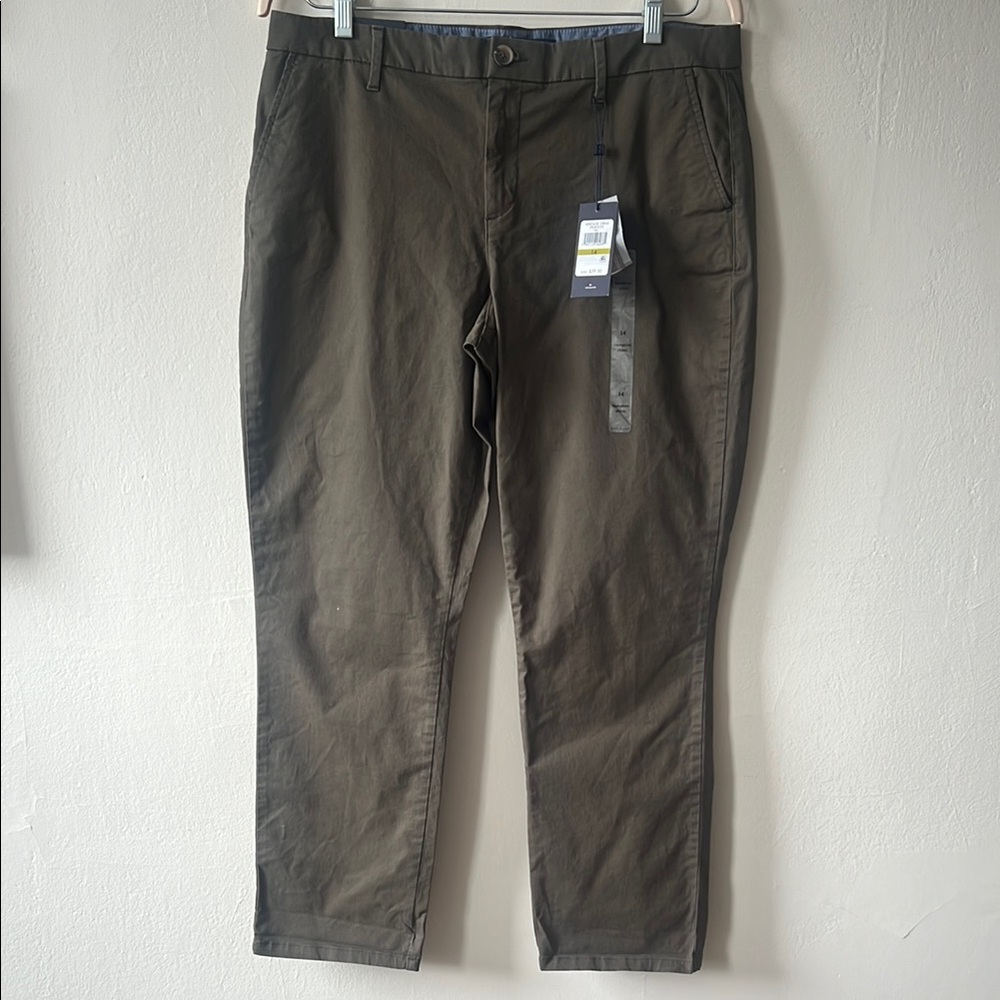 NWT Tommy Hilfiger | Green Trousers Flat Front Cotton Blend | Size 14